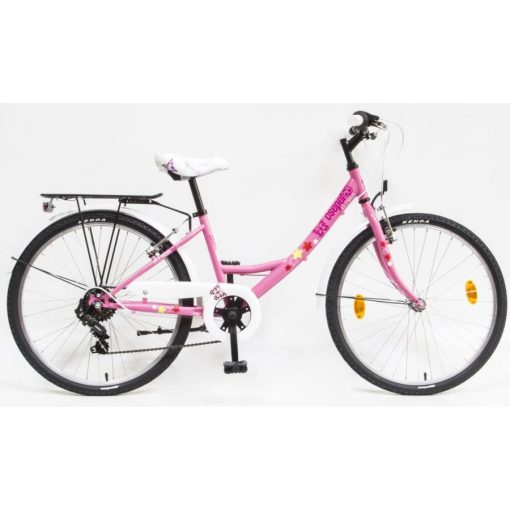 Csepel Flora 24" gyermek kerékpár - Rózsaszín, pillangós